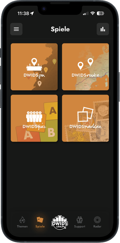 DWIDSwoch-App: Spielübersicht